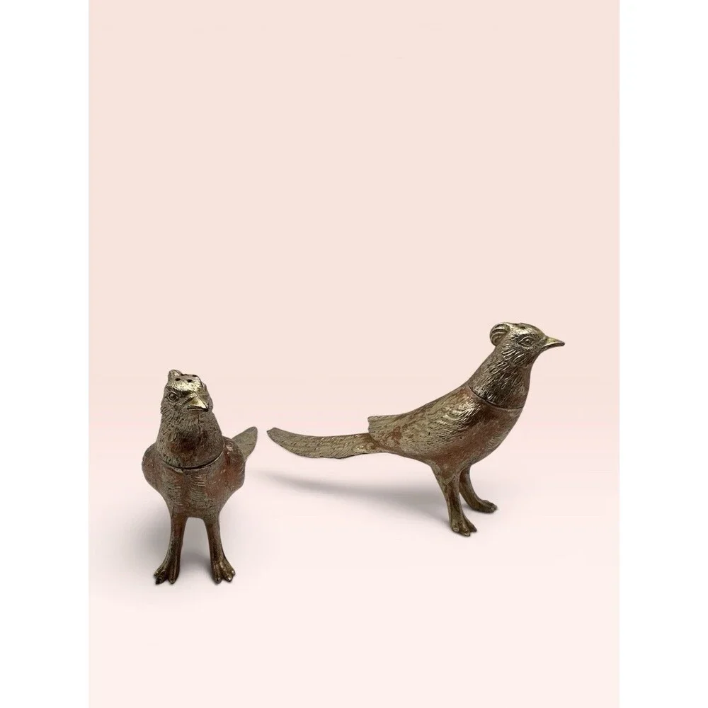 Vintage  Silver Plate Pheasant Salt & Pepper Shakers  7